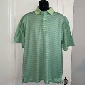 Carnoustie light green striped polo shirt‎